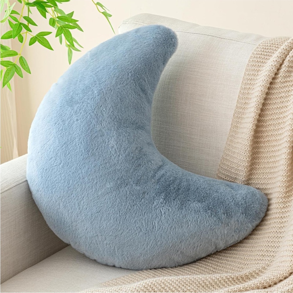 Fluffy moon decor pillow